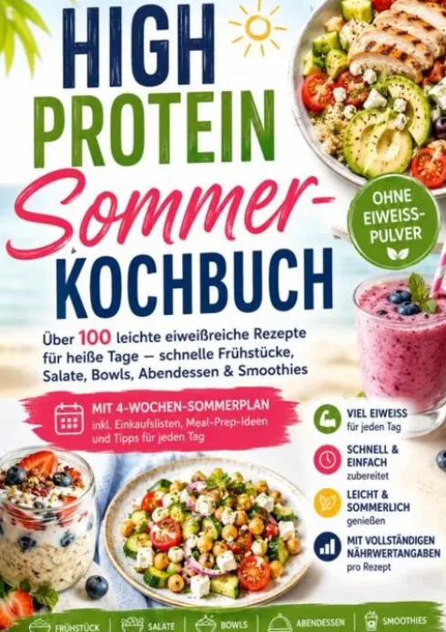 High Protein Sommer-Kochbuch: Über 100 leichte eiweißreiche Rezepte für heiße Tage - Schnelle Frühstücke, Salate, Bowls, Abendessen & Smoothies eBook