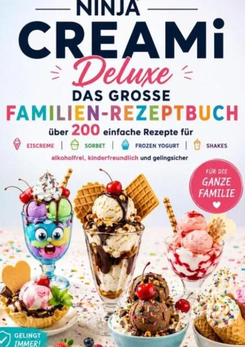 Ninja CREAMi Deluxe – Das große Familien-Rezeptbuch: Über 200 einfache Rezepte für Eiscreme, Sorbet, Frozen Yogurt, Milchshakes, eBook