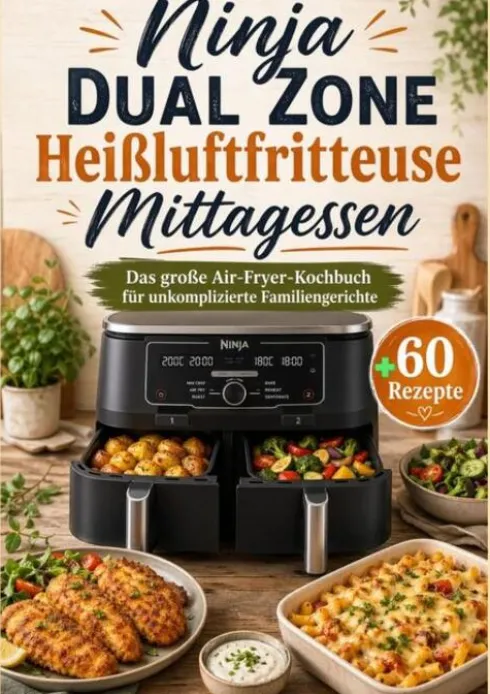 Ninja Dual Zone Heißluftfritteuse Mittagessen: Das große Air-Fryer-Kochbuch für unkomplizierte Familiengerichte eBook